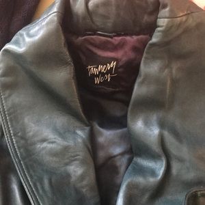 Vintage Tannery West Roll collar leather suit. Deep Teal Green